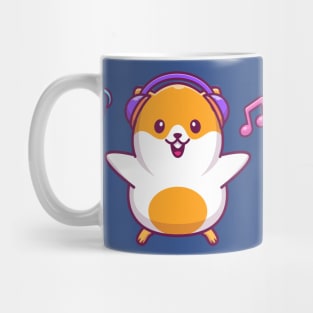 Cute Hamster Listening Music Cartoon Mug